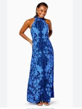 Lilly Pulitzer | Dresses | Lilly Pulitzer Womens Sleeveless Maxi Dress Aster Bluegreen Crochet Look Sz S
